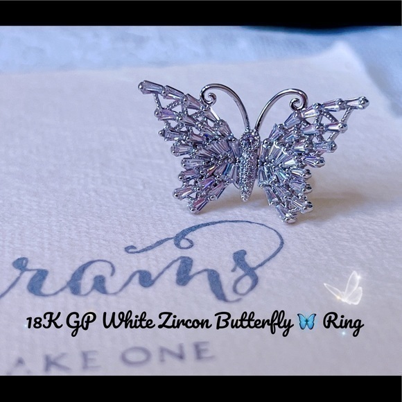 18K GP White zircon Butterfly Ring 🦋